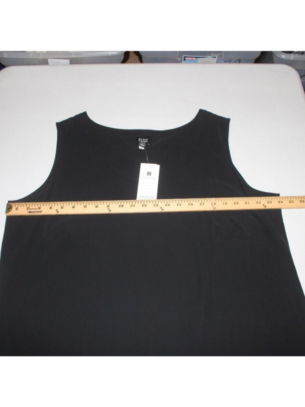 Eileen Fisher Top $138 Sz 2X Black Rounded Shell 100% Silk Top - Picture 10 of 11